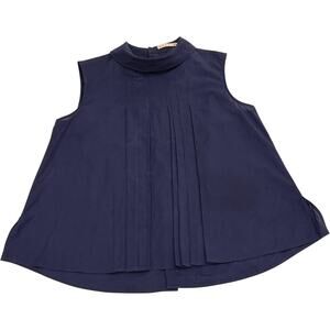 Marni x Uniqlo 100% Cotton Sleeveless Top with Pleated Front + Button-Down Back